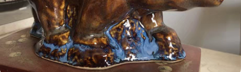 包邮陶瓷动物棕熊摆件、釉水漂亮、生动形象逼...