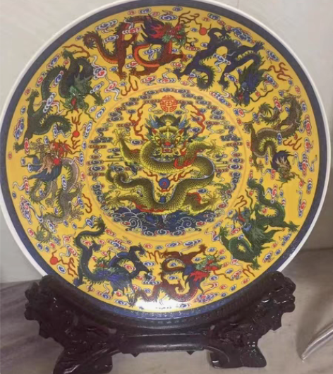 包邮便宜出九龙图景德镇龙盘挂盘陶瓷装饰盘摆...