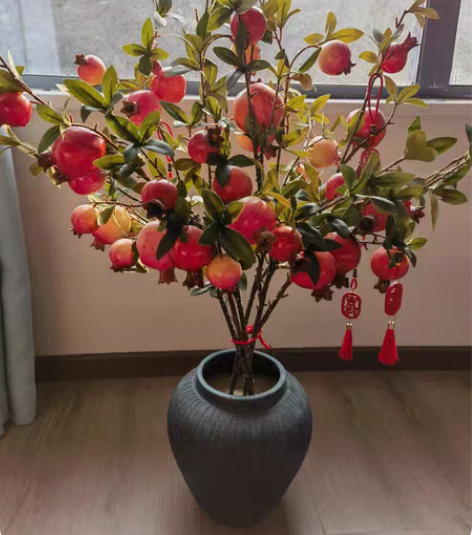石榴花摆件客厅卧室装饰绿植花盆 寓意很好 ...