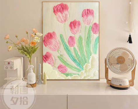 转卖郁金香治愈系ins装饰画花卉温馨女孩小...