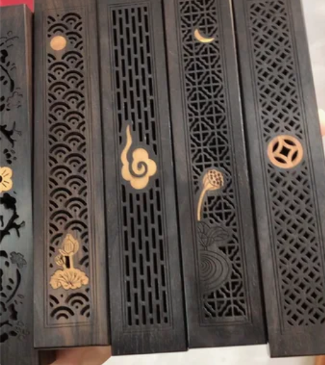 包邮紫光檀镶嵌黄杨木卧香盒 规格常规短线香...