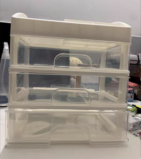 包邮【桌面化妆品收纳盒塑料收纳架抽屉式首饰...