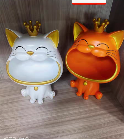 包邮特价高颜值招财猫摆件玄关钥匙收纳客厅家...