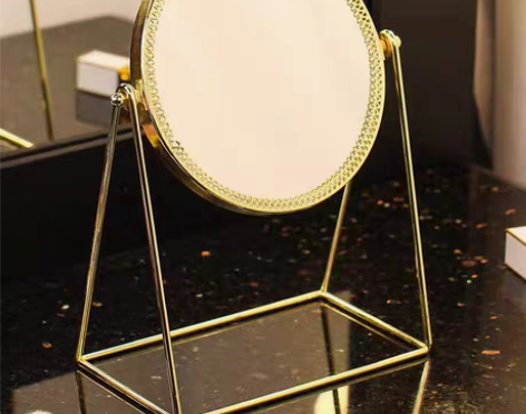 ins梳妆台化妆镜公主镜北欧简约玻璃收纳盘...