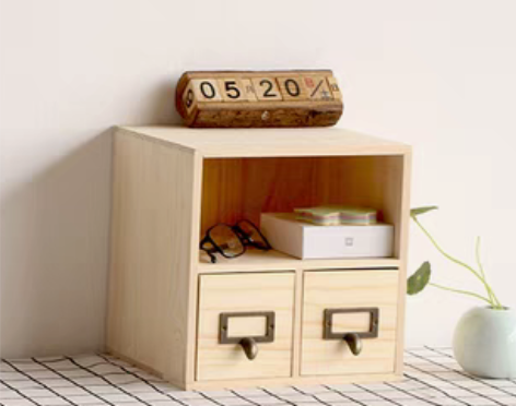 转卖创意桌面收纳盒抽屉式实木办公室书桌上储...