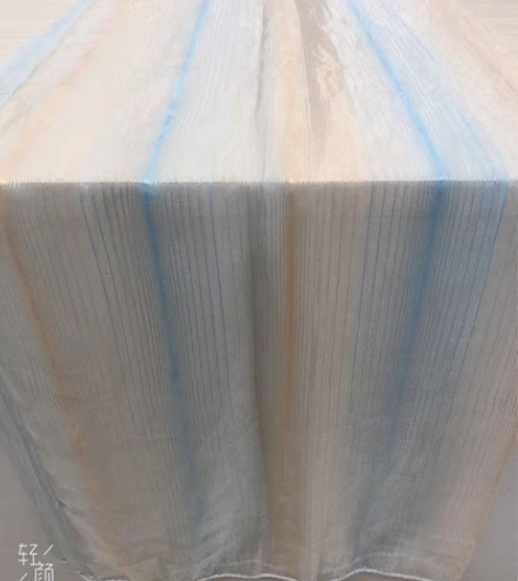 摩力克简约纱 清新淡雅 金色蓝色条纹  出...