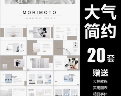 转卖ppt模板高端商务大气简约素材时尚小清...