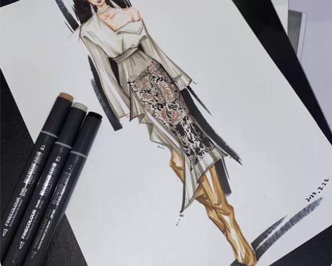 代画手绘服装效果图马克笔 约稿 服装设计 ...