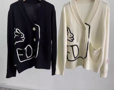 包邮Edition兔年新款羊毛针织开衫。简...