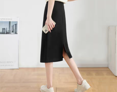 转卖高腰开叉半身裙女夏季薄款显瘦a字短裙宽...