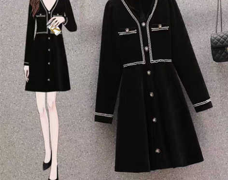 包邮胖胖家2022年春季新款香风显瘦连衣裙...