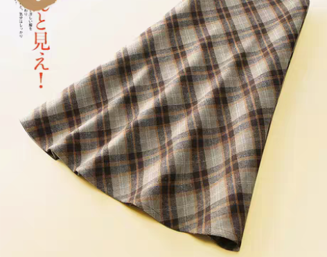 转卖紫格子半身裙中长毛呢a字裙女高腰显瘦包...