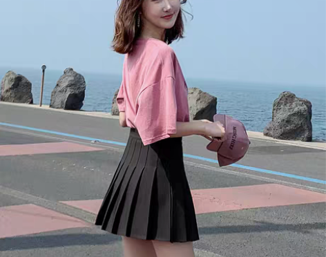 转卖【礼遇价】高腰百褶裙半身裙女夏款灰色春...