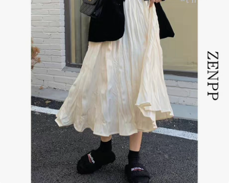 包邮白色百褶裙有质感好看不透穿过两次几乎全...