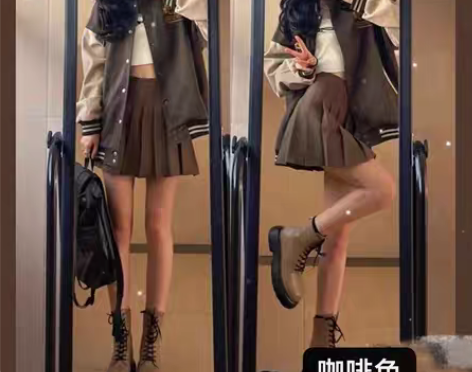 转卖秋冬新款学院百搭百褶裙 灰色！具体可来...