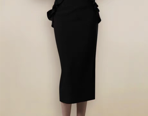 转卖高腰包臀裙半身裙女设计感小众半身长裙黑...