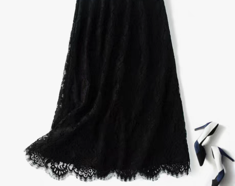 转卖蕾丝半身裙鱼尾裙中长款黑色高腰包臀优雅...