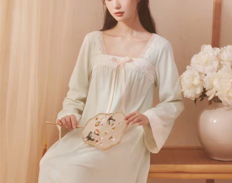 转卖RoseTree古风睡裙女春秋季长袖纯...