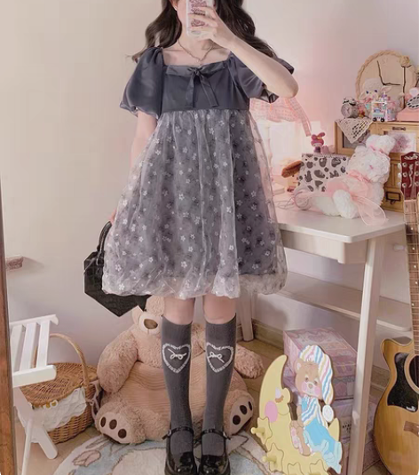 包邮鹿大仙原创黑兔少女优雅甜美风少女黑甜碎...