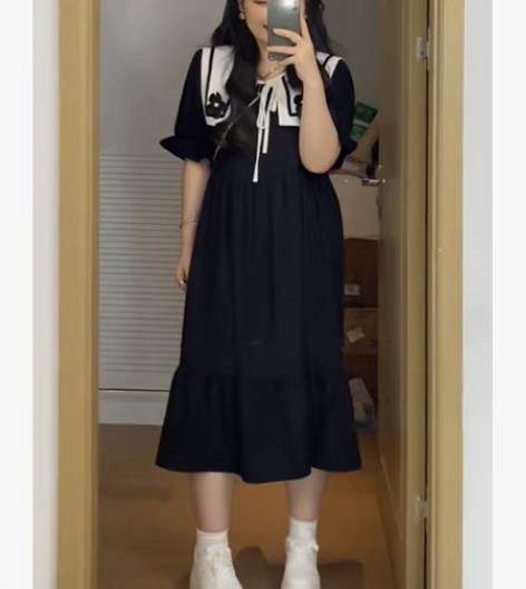 转卖2022夏季新款学院风甜系少女感翻领拼...