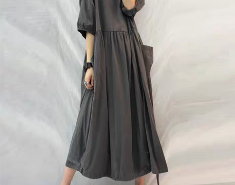 转卖原创森系文艺气质法式长裙复古冷淡风连衣...