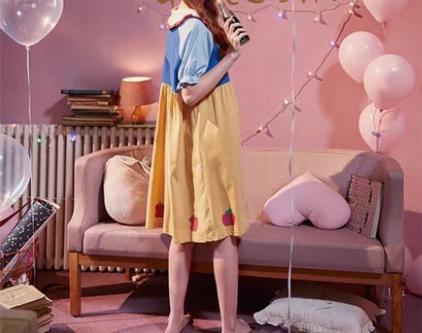 转卖春夏睡衣女夏季海军风少女睡裙甜美可爱可...