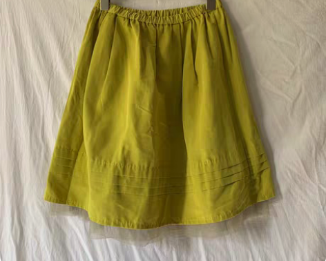 日牌 Vintage 黄色光面半身裙 fu...