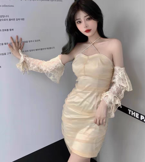 包邮pink ers小众性感纯欲风抹胸连衣...