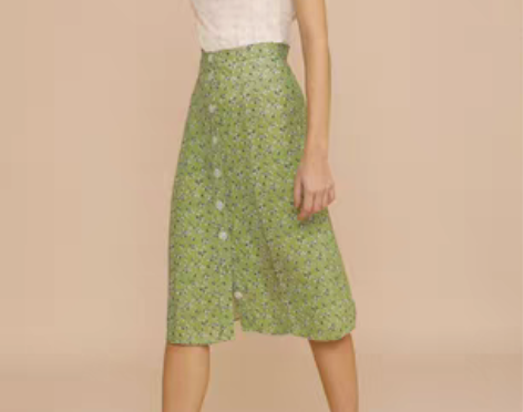 转卖法系RO21年春夏新品人丝印花排扣系带...