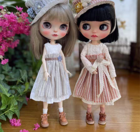 包邮blythe小布娃衣复田园风连衣裙围裙...