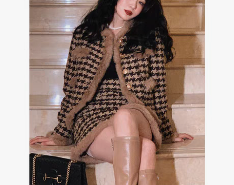 转卖午后商店◆小香风套装裙女秋冬名媛洋气港...