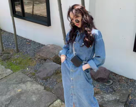 转卖2022韩版开叉裙子复古后开叉口袋工装...