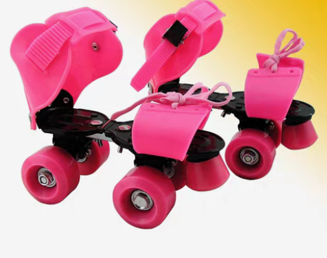 转卖双排溜冰鞋可调四轮滑板旱冰鞋 儿童成人...