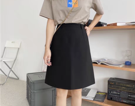 包邮大码半身裙夏A字裙短裙黑色高腰西装中裙...