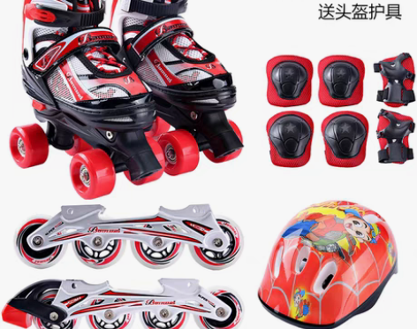转卖溜冰鞋成人双排轮旱冰鞋儿童四轮滑冰鞋男...