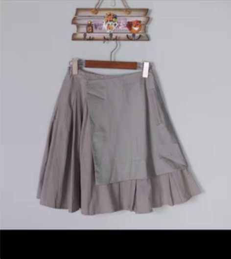 包邮工装双层半裙中裙卡其水泥灰ABG极简辣...