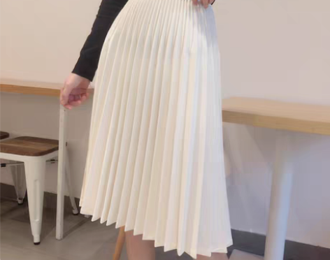 转卖早春厚款新品半身百褶裙知性高腰A字气质...