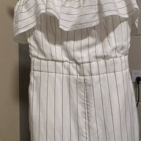 包邮思莱德,抹胸吊带荷叶边亚麻连体裤,长胖...