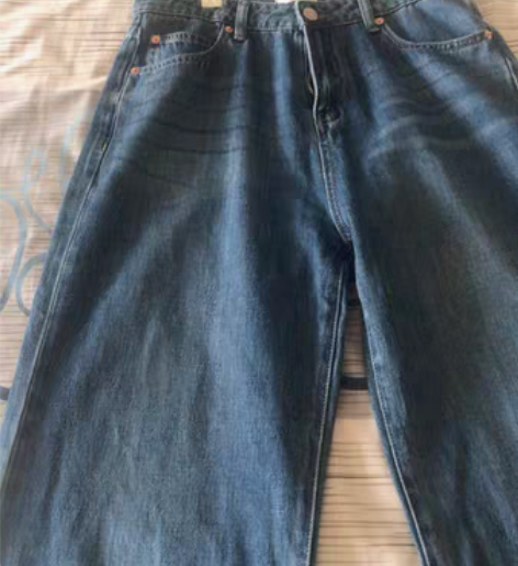 转卖实力显瘦显高 经典蓝复古高腰阔腿牛仔裤...