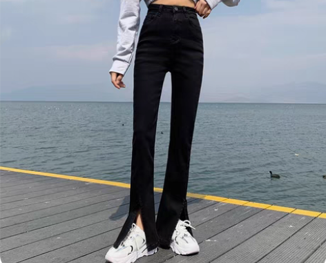 包邮弹力修身微喇叭牛仔裤 感兴趣的话点“我...