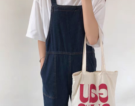 转卖减龄背带裤女韩版宽松小个子夏季薄款高腰...