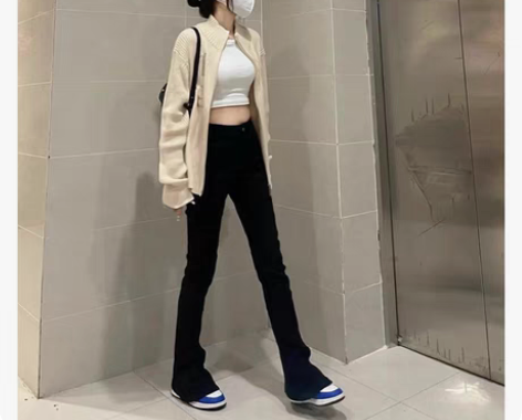 可换、加长马蹄牛仔裤女春秋季微喇叭裤显瘦弹...