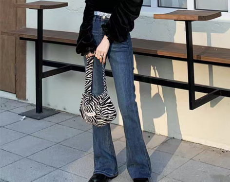 转卖温姗韩风直筒蓝色牛仔裤女2022年新款...