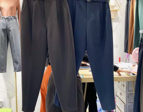 转卖复古港味高腰休闲裤西裤女秋冬季新款宽松...