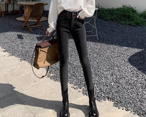 可换了出 小脚牛仔裤女高腰 2023新款春...