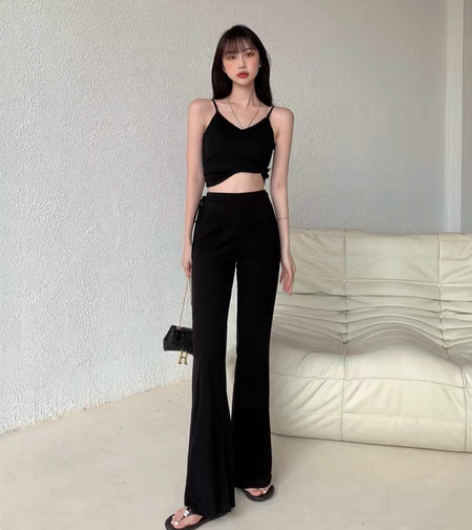 包邮微喇冰丝显瘦宽松休闲裤女夏季薄款长裤高...