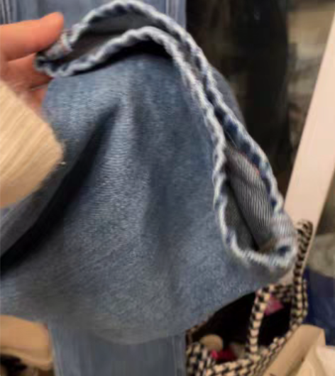 大悠自制2023春新款高腰阔腿牛仔裤女宽松...