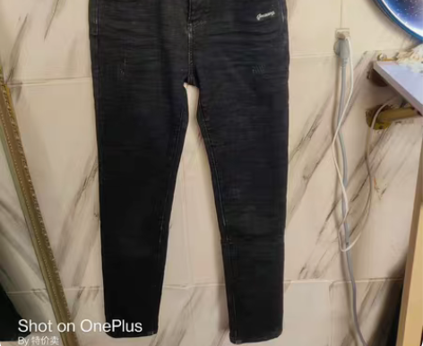 包邮黑色牛仔裤高腰铅笔加绒 九分显瘦紧身修...