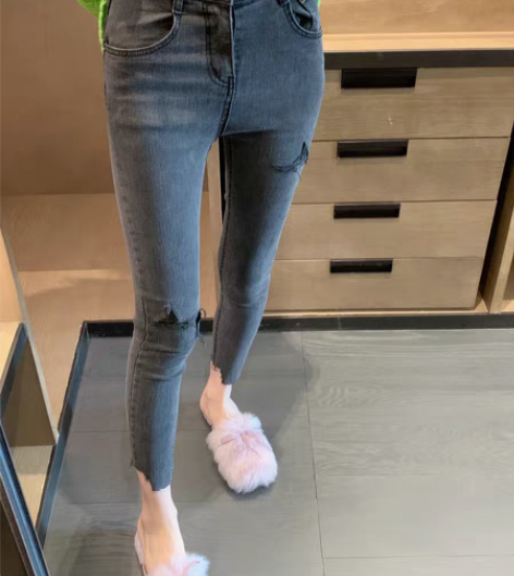 转卖张静芝韩国东大门 秋季自留显瘦毛边腰深...