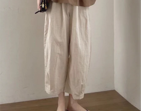 转卖初吾家22夏新款小个子棉麻裤女日杂裤日...